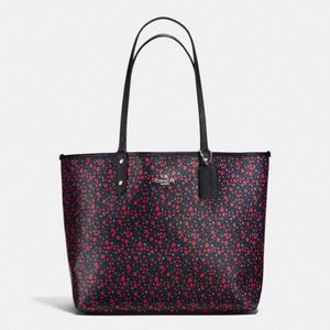 Coach Reversible Red Flower Tote - image 1